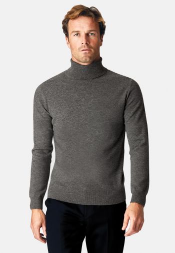 Charcoal Cashmere Roll Neck Jumper