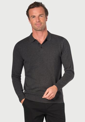 Casper Charcoal Long Sleeve Polo Shirt