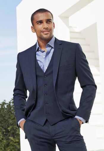 Tailored Fit Cassino Navy Check Washable Suit Jacket