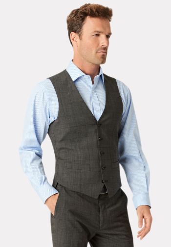 Tailored Fit Grey Check Washable Waistcoat