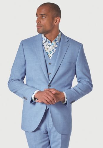 Tailored Fit Constable Blue Linen Mix Suit Jacket