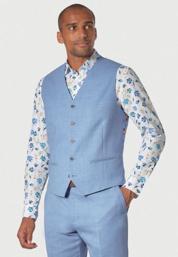 Tailored Fit Constable Sky Blue Suit Waistcoat