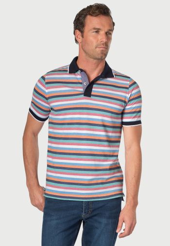 Indigo Stripe Soft Handle Pique Polo Shirt