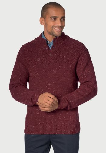 Eamont Wine Nep Lambswool Button Neck Jumper