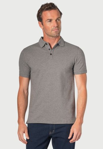 Hampton Cotton Stretch Grey Marl Polo Shirt