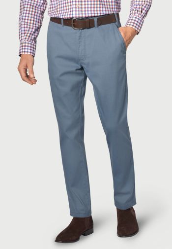 Regular and Tailored Illingworth Fit Blue Cotton Stretch Trouser