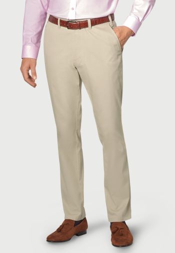 Regular and Tailored Fit Illingworth Stone Cotton Stretch Trouser