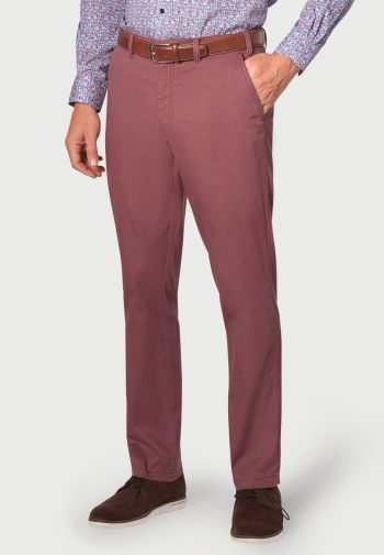 Tailored Fit Damson Cotton Stretch Trouser