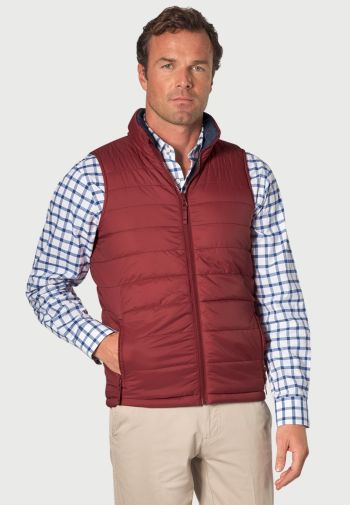 Key Wine and Navy Reversible Quilted Gilet