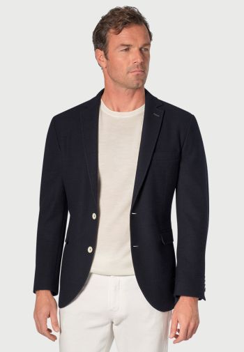 Tailored Fit Larkins Navy Knitted Unstructured Jacket