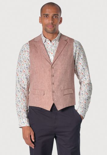 Tailored Fit Leeds Dusky Rose Linen Waistcoat