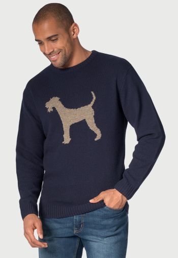 Navy Lambswool Airedale Terrier Jumper