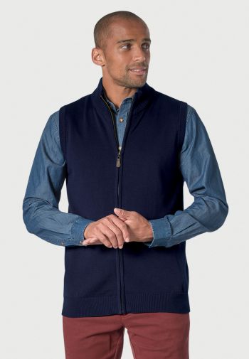 Lincoln Navy Cotton Blend Knitted Gilet