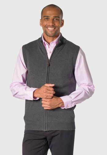 Lincoln Charcoal Cotton Blend Knitted Gilet