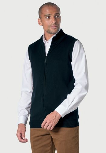 Lincoln Black Cotton Blend Knitted Gilet