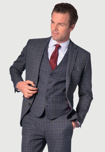 Tailored Fit Lyd Blue Check Suit Jacket