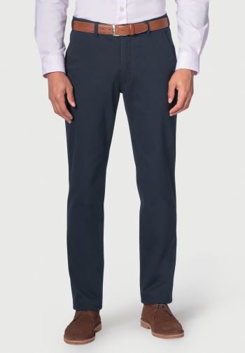 Regular and Tailored Fit Denver and Miami Navy Cotton Stretch Chino