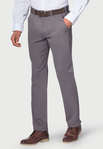 Regular and Tailored Fit Denver and Miami Grey Cotton Stretch Chino