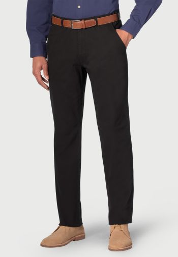 Regular and Tailored Fit Denver and Miami Black Cotton Stretch Chino