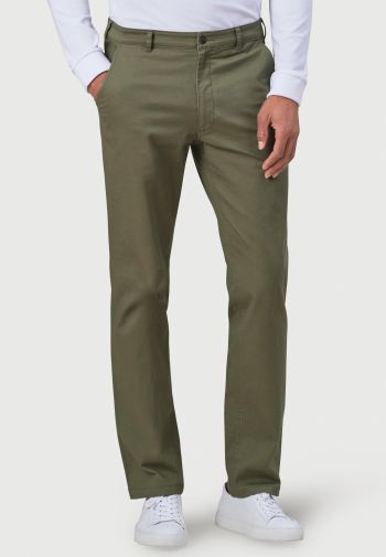 Regular and Tailored Fit Denver and Miami Olive Cotton Stretch Chino