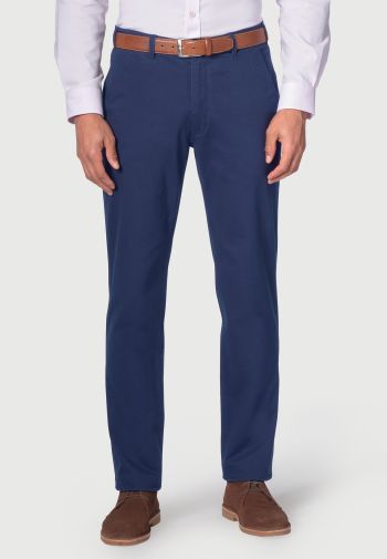 Regular and Tailored Fit Denver and Miami Royal Blue Cotton Stretch Chino