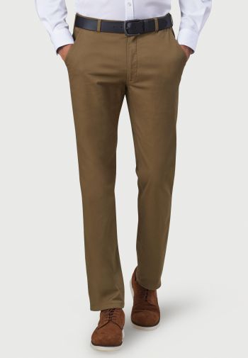 Regular and Tailored Fit Denver and Miami Tan Cotton Stretch Chino