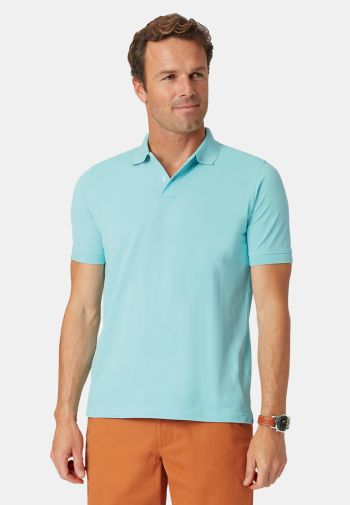 Milford Pure Cotton Pique Aqua Polo Shirt