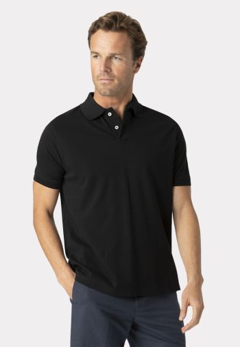 Milford Pure Cotton Pique Black Polo Shirt