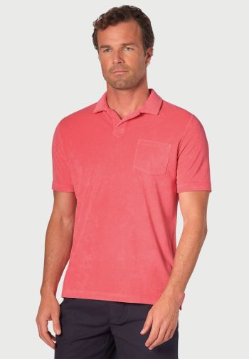 Milton Cotton Rich Coral Terry Towelling Polo Shirt