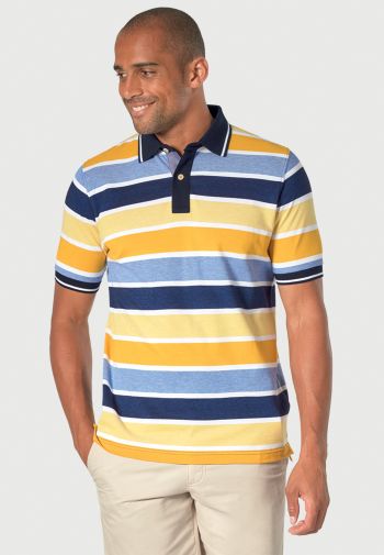 Murray Pure Cotton Yellow Stripe Pique Polo Shirt