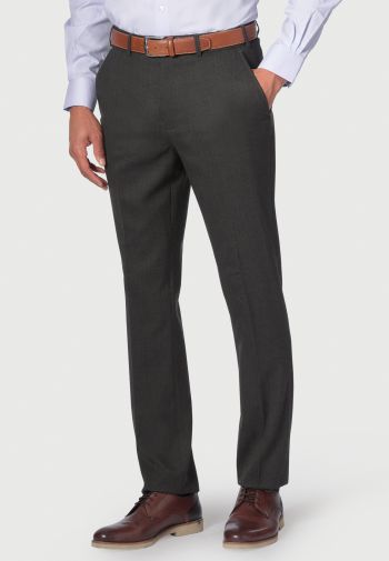 Regular and Tailored Fit Olney Charcoal Flannel Trousers