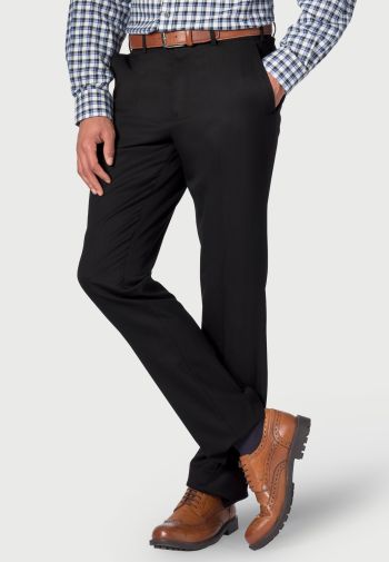 Regular and Tailored Fit Olney Black Flannel Trouser