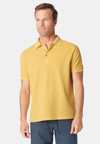 Overton Coral Garment Dyed Pique Polo Shirt