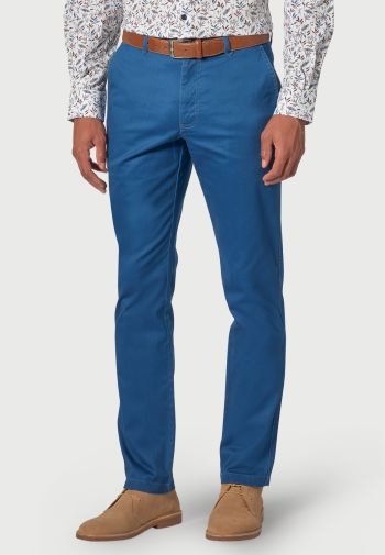 Regular and Tailored Fit Perry Blue Fine Twill Stretch Cotton Trouser