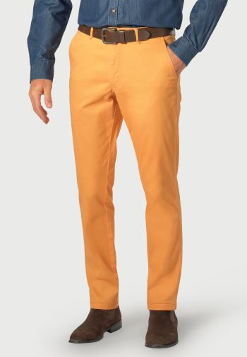Regular and Tailored Fit Perry Peach Fine Twill Stretch Cotton Trouser