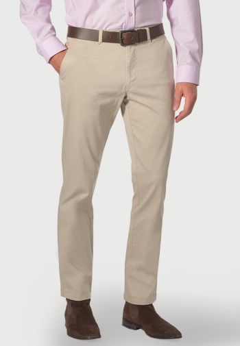 Regular and Tailored Fit Perry Stone Fine Twill Stretch Cotton Trouser