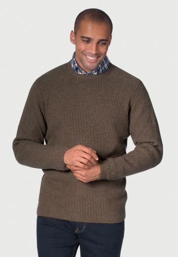 Pickering Clay Lambswool Guernsey Ribbed Crew Neck Jumper