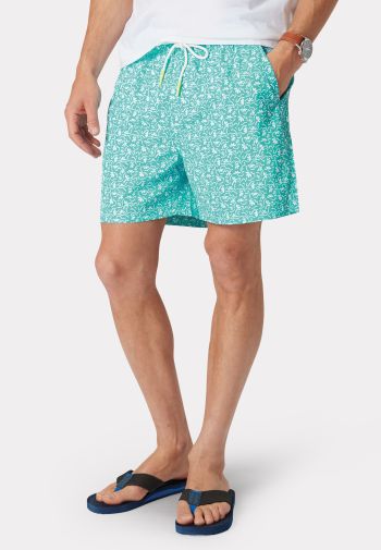 Piers Aqua Floral Print Swim Shorts