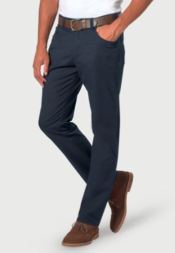 Regular and Tailored Fit Roddick Navy Twill Cotton Stretch Jeans