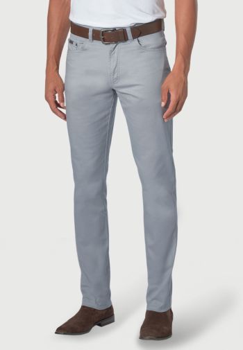 Regular and Tailored Fit Roddick Light Grey Twill Cotton Stretch Jeans