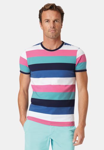 Ryton Multicoloured Hoop Pure Cotton T-Shirt