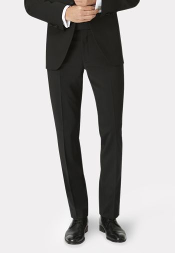 Tailored Fit Sapphire Black Wool Blend Dinner Suit Trousers