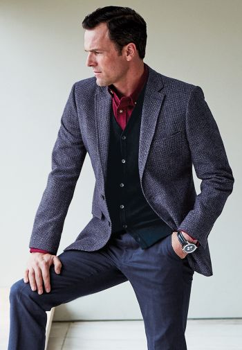 Tailored Fit Selby Navy Textured Jacket