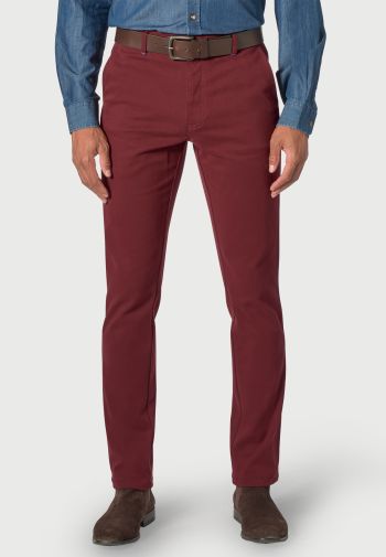 Regular and Tailored Fit Seychelles  Berry Cotton Blend Twill Trouser