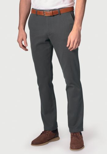 Regular and Tailored Fit Seychelles  Gunmetal Grey Cotton Blend Twill Trouser
