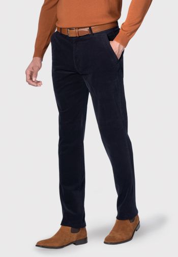 Tailored Fit Shakespeare Navy Corduroy Trouser