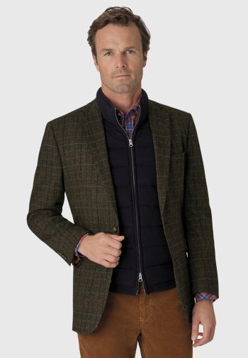 Regular Fit Smith Olive Check Pure New Wool Jacket