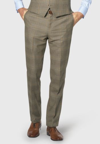 Tailored Fit The Ribblesdale Olive Check Wool Suit Trouser