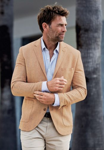 Tailored Fit Thorpe Sand Cotton Linen Jacket