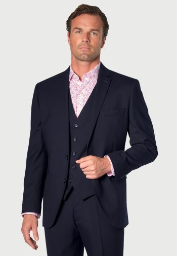 Tailored Fit Wells Navy Wool Blend Suit Jacket